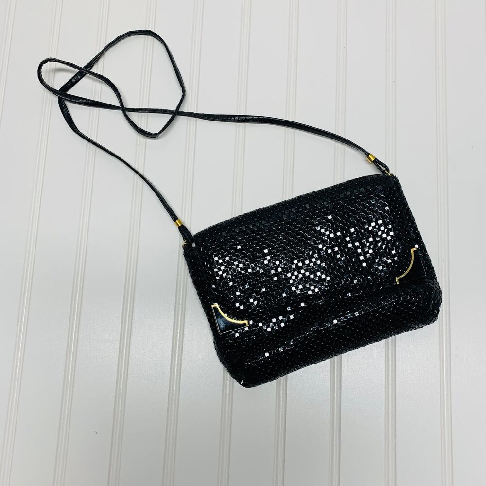 Vintage Chain Mail Black Evening Bag X Cross Body